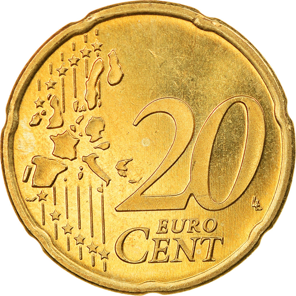 Niederlande, 20 Euro Cent, 1999, BE, UNZ, Messing, KM:New
