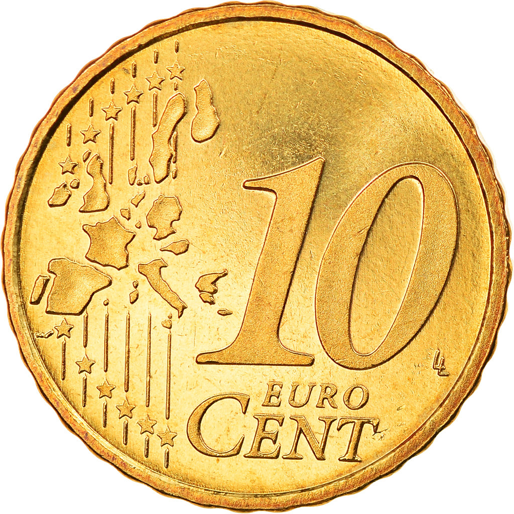 Países Bajos, 10 Euro Cent, 1999, BE, SC, Latón, KM:New
