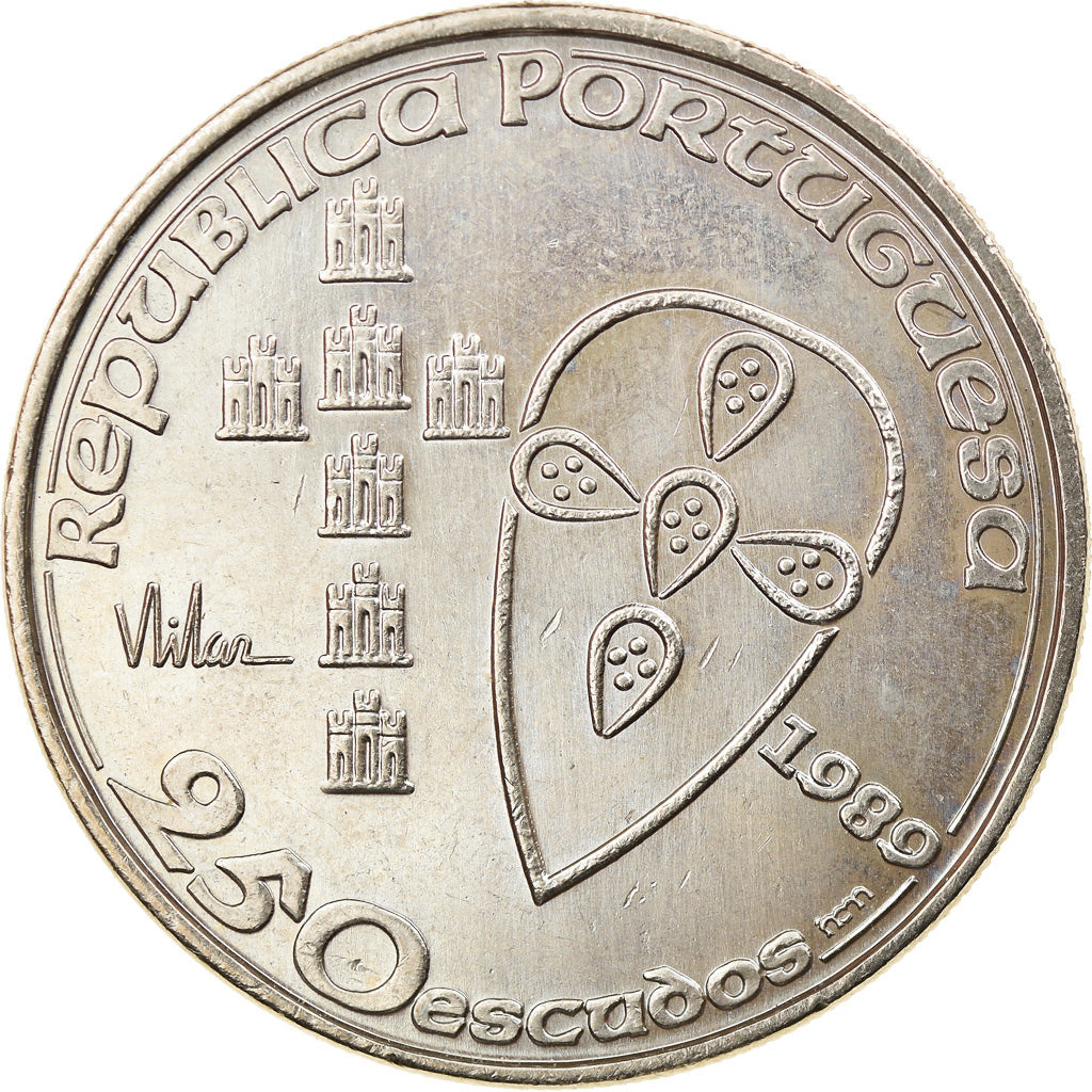 Münze, Portugal, 250 Escudos, 1989, UNZ, Copper-nickel, KM:650