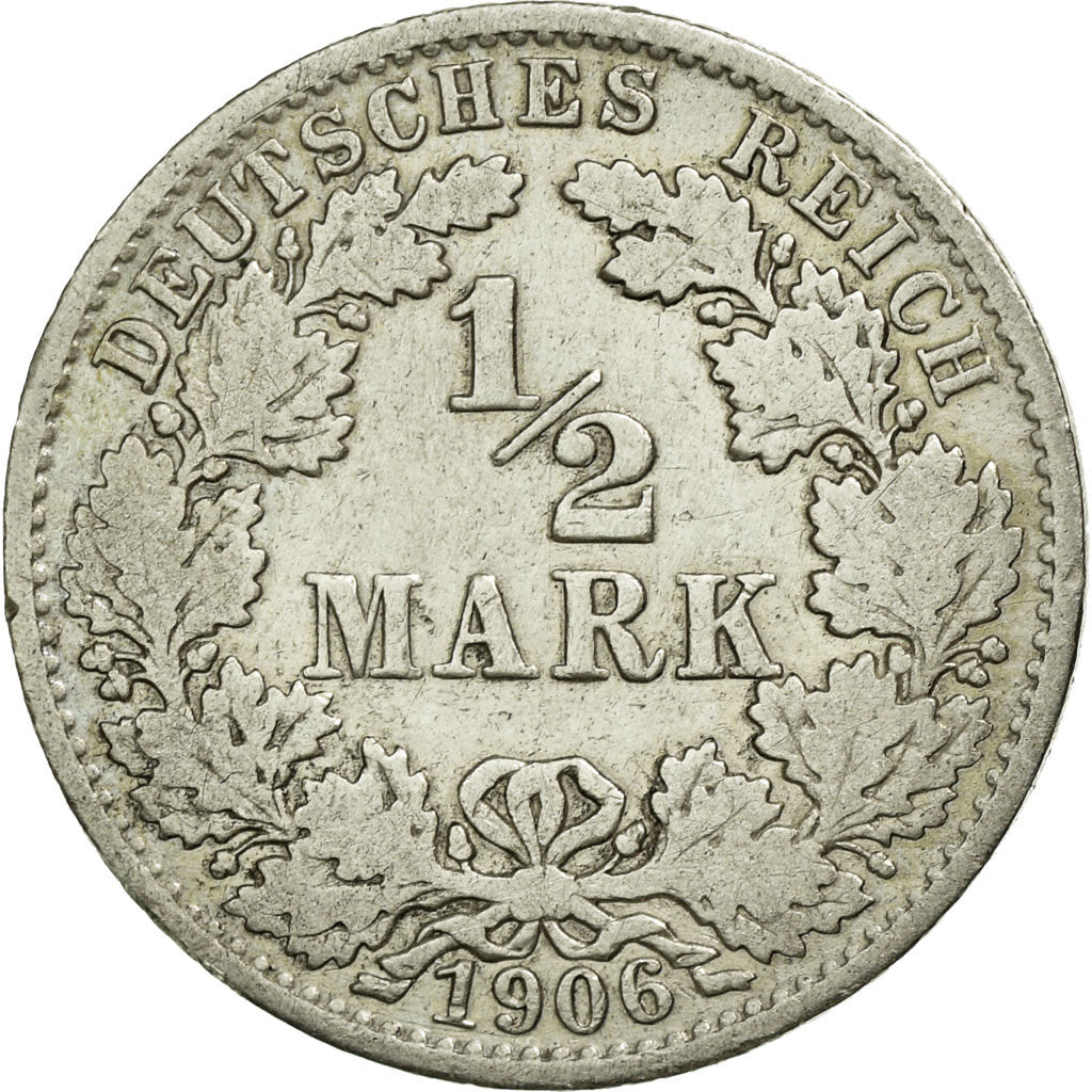 Coin, GERMANY - EMPIRE, 1/2 Mark, 1906, Berlin, VF(30-35), Silver, KM:17