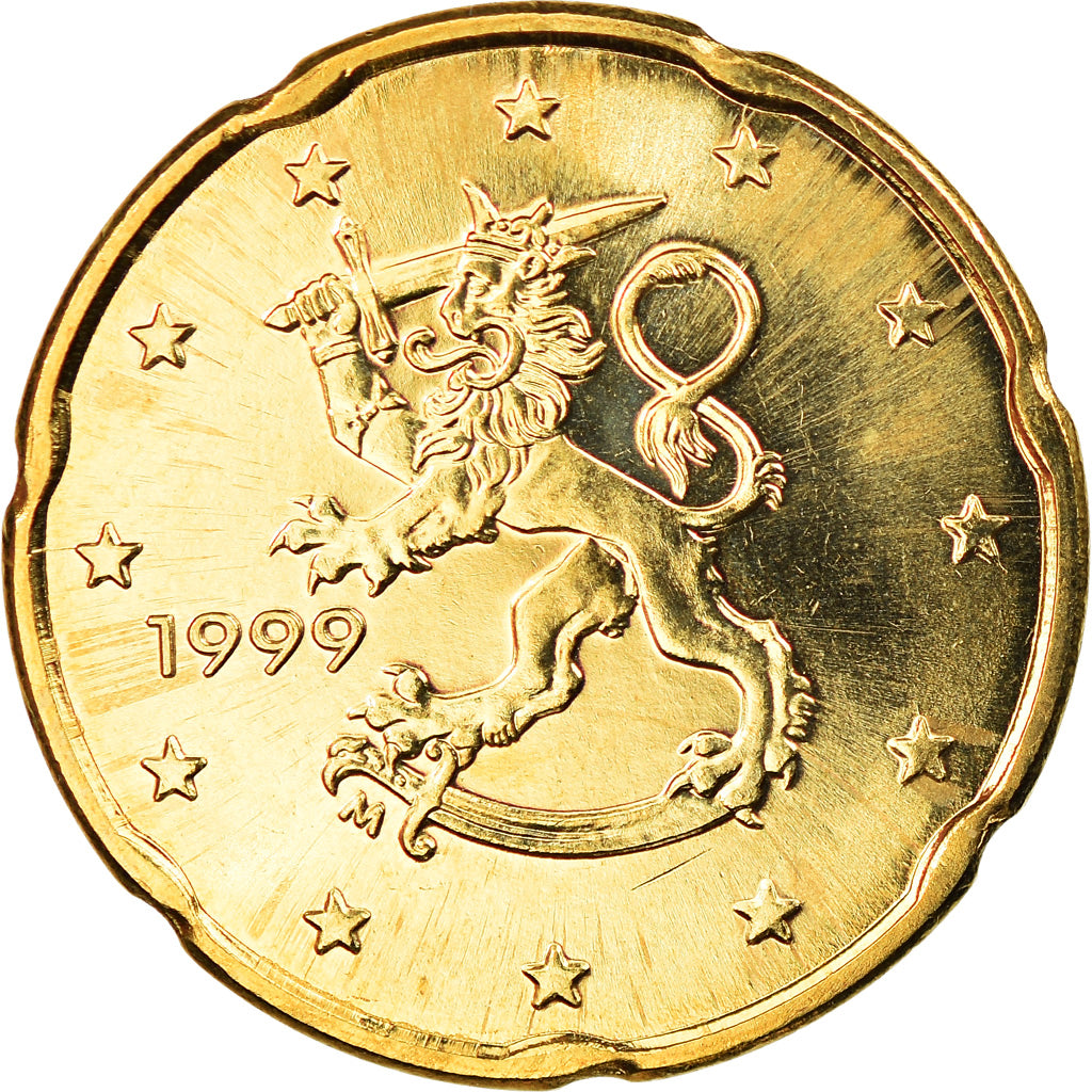 Finlande, 20 Euro Cent, 1999, Vantaa, SPL, Laiton, KM:102