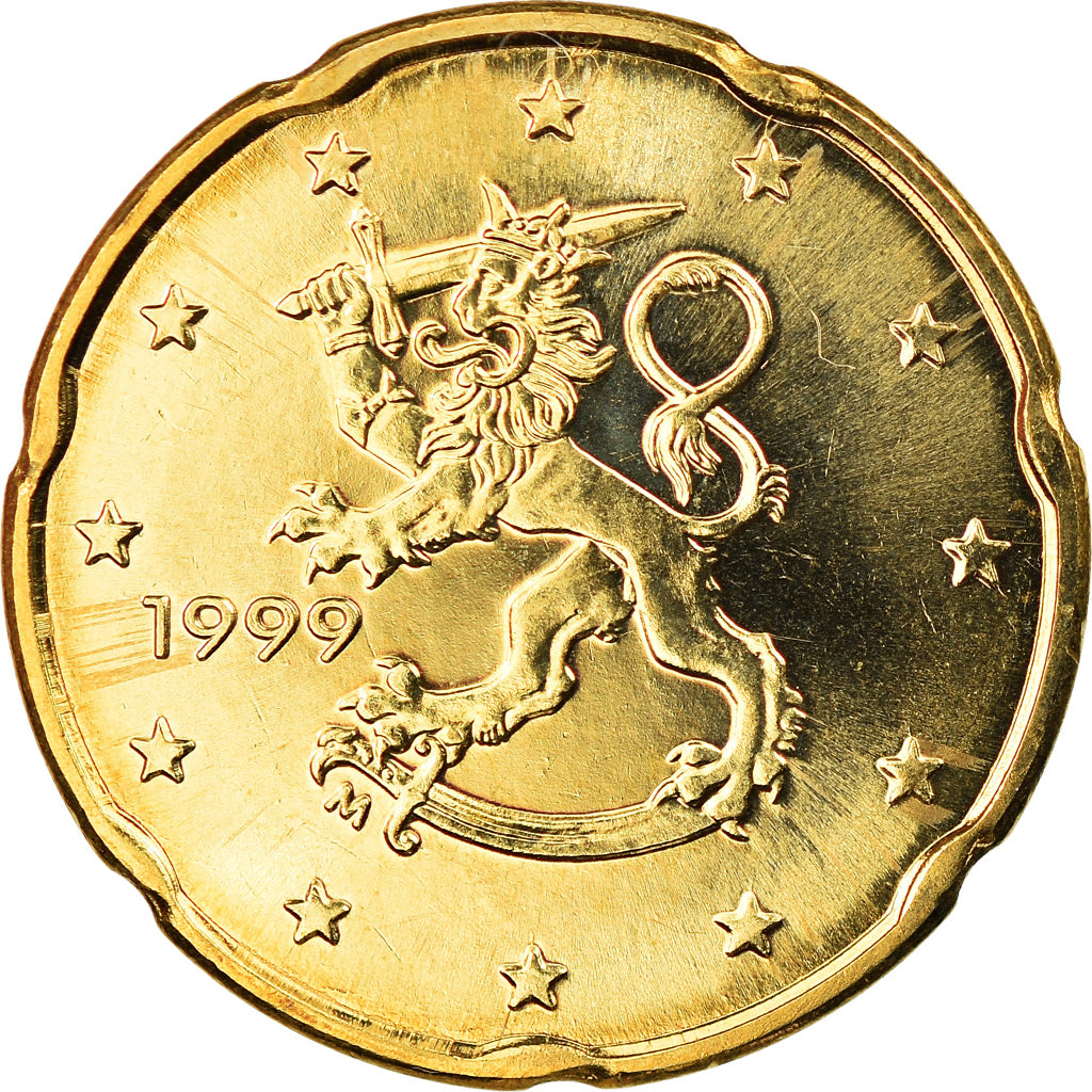 Finnland, 20 Euro Cent, 1999, Vantaa, UNZ, Messing, KM:102