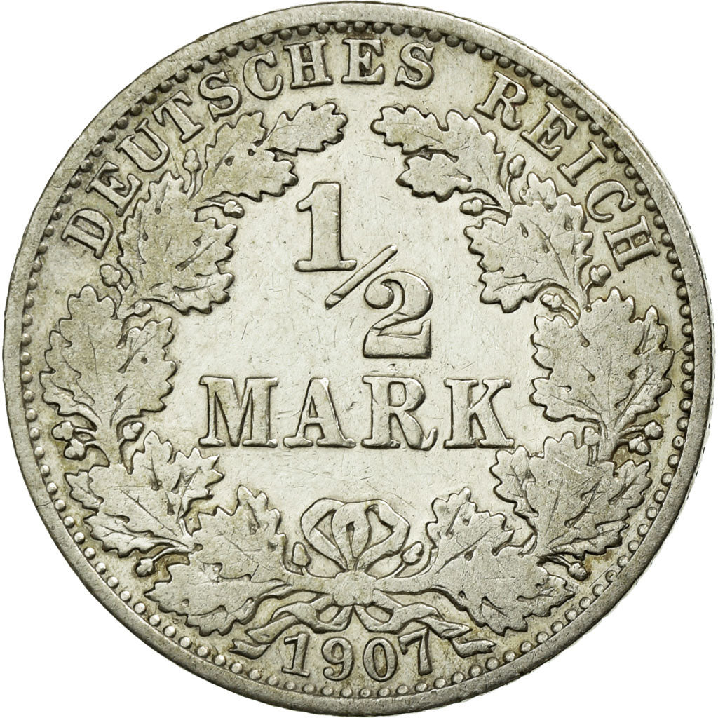 Münze, GERMANY - EMPIRE, 1/2 Mark, 1907, Berlin, SS, Silber, KM:17