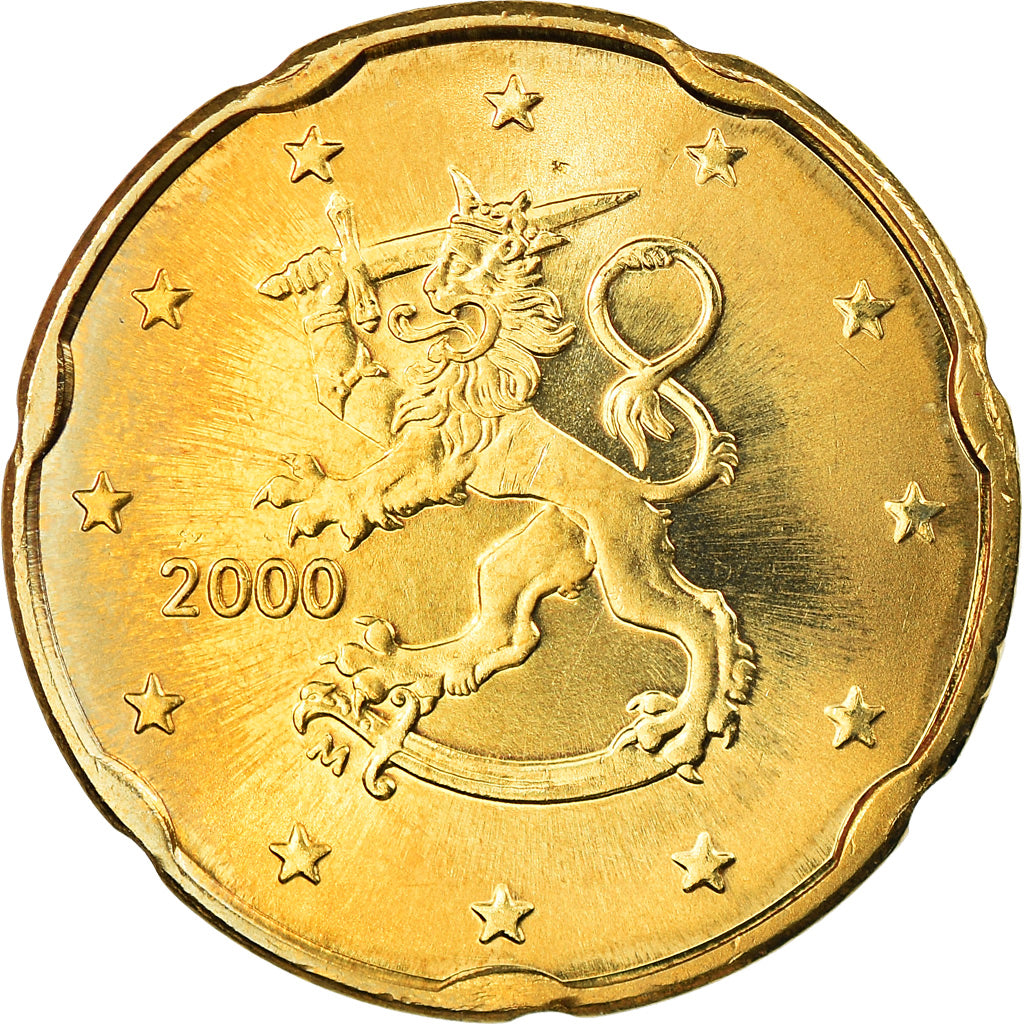 Finlandia, 20 Euro Cent, 2000, Vantaa, SC, Latón, KM:102