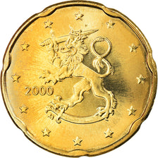 Finlandia, 20 Euro Cent, 2000, Vantaa, SC, Latón, KM:102