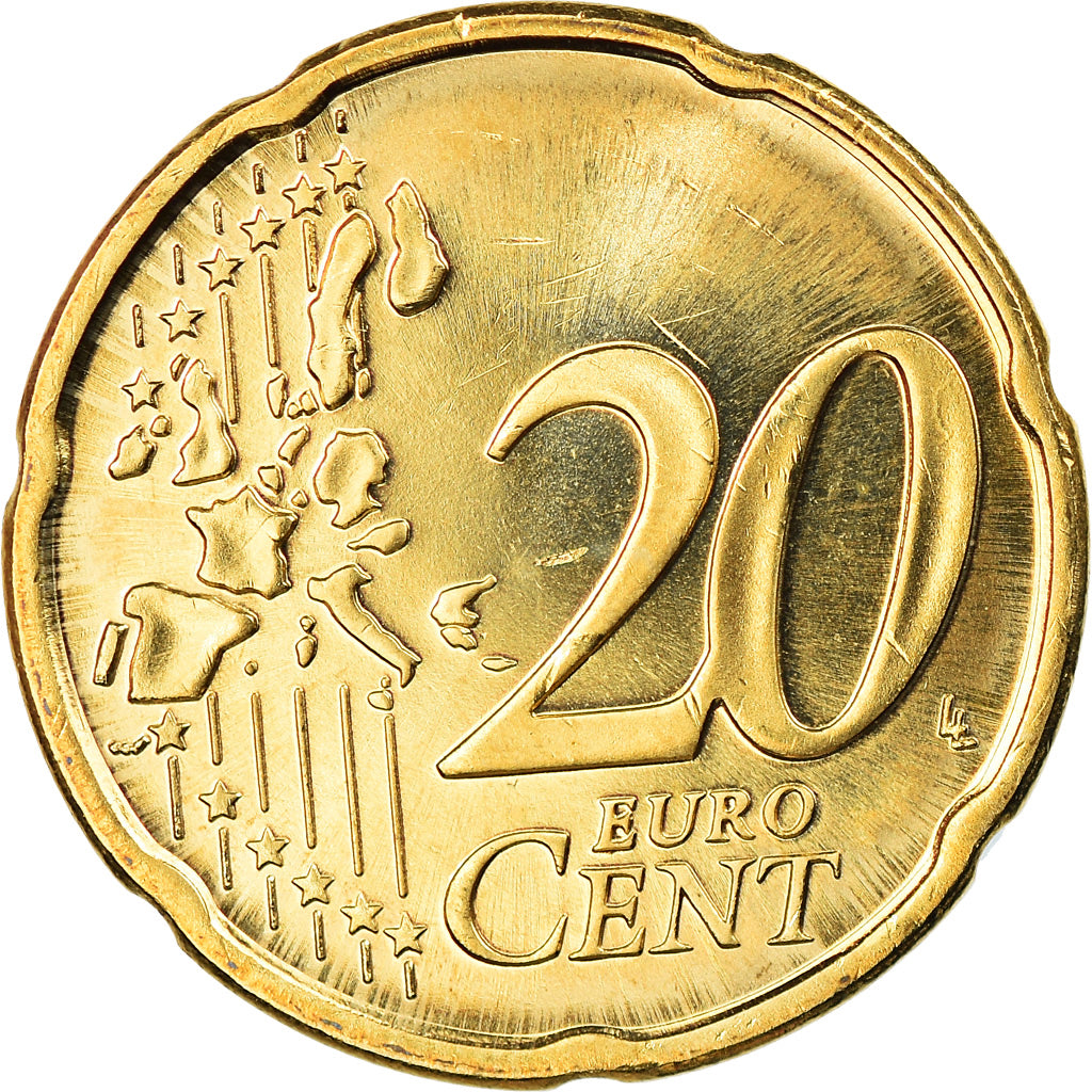 Finlandia, 20 Euro Cent, 2000, Vantaa, SC, Latón, KM:102