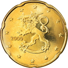 Finlândia, 20 Euro Cent, 2000, Vantaa, MS(63), Latão, KM:102