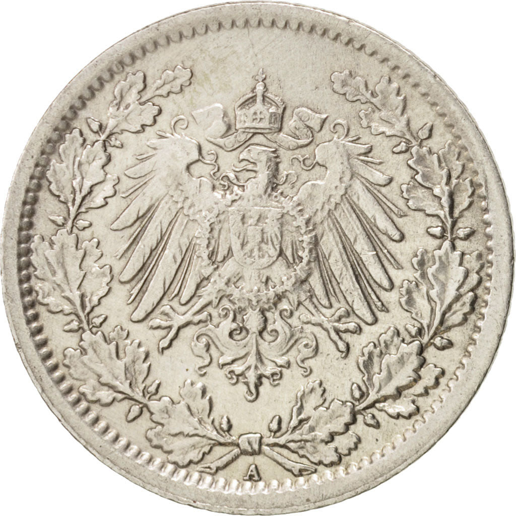 GERMANY - EMPIRE, 1/2 Mark, 1917, Berlin, SS+, Silber, KM:17