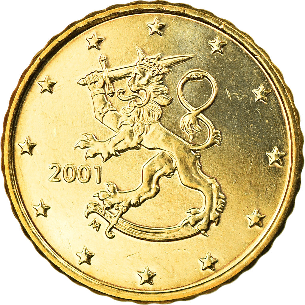 Finlandia, 10 Euro Cent, 2001, Vantaa, SC, Latón, KM:101