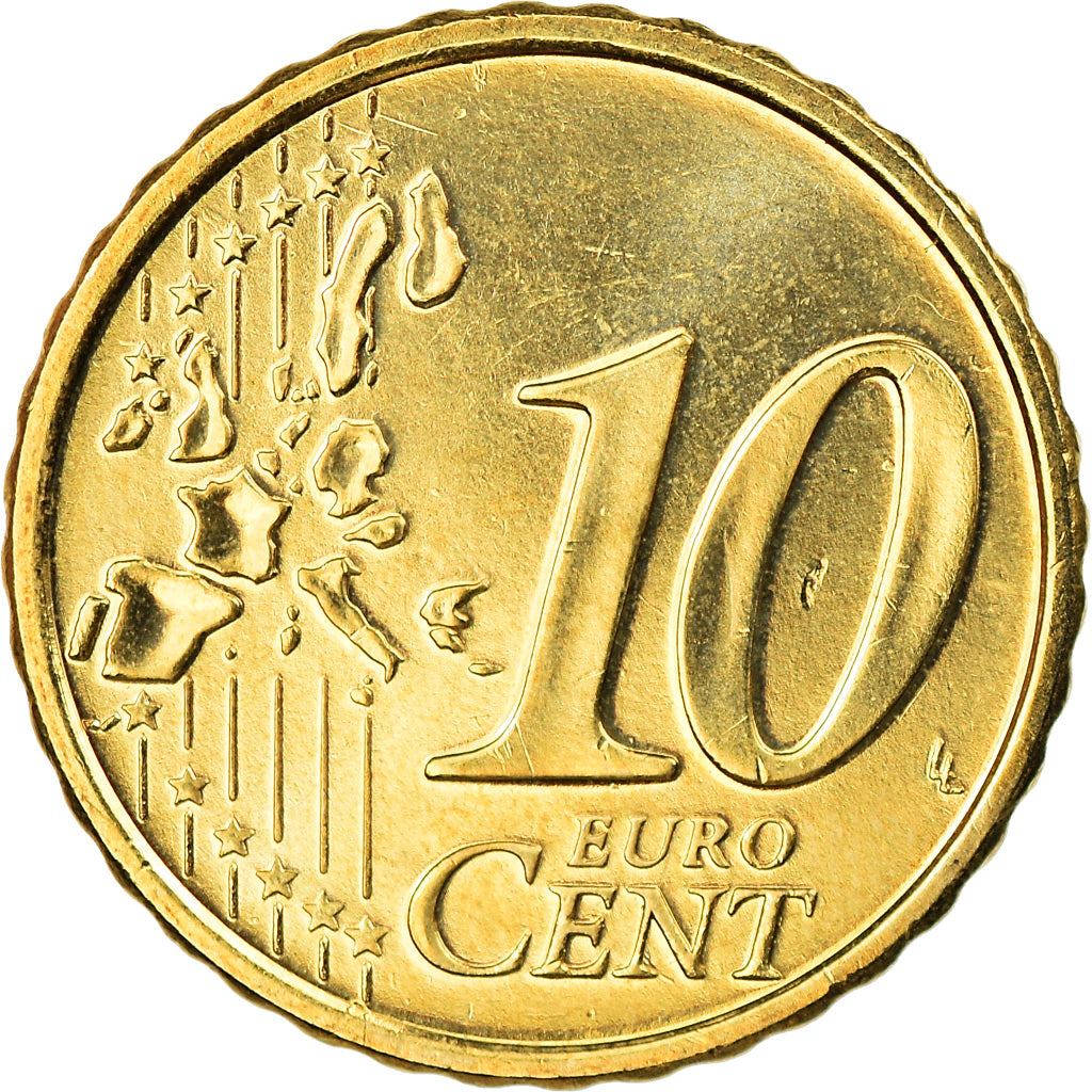 Finlandia, 10 Euro Cent, 2001, Vantaa, SC, Latón, KM:101