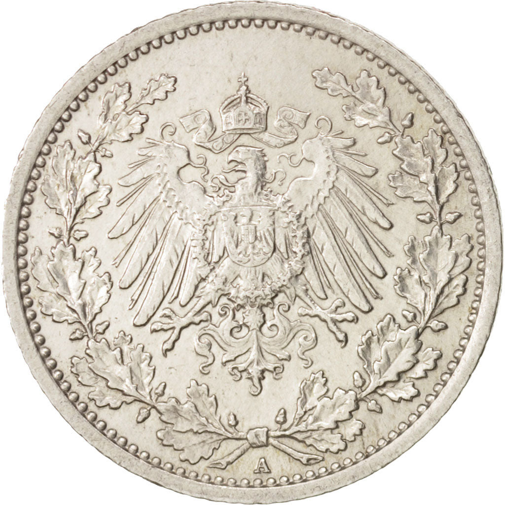 GERMANY - EMPIRE, 1/2 Mark, 1917, Berlin, SS+, Silber, KM:17