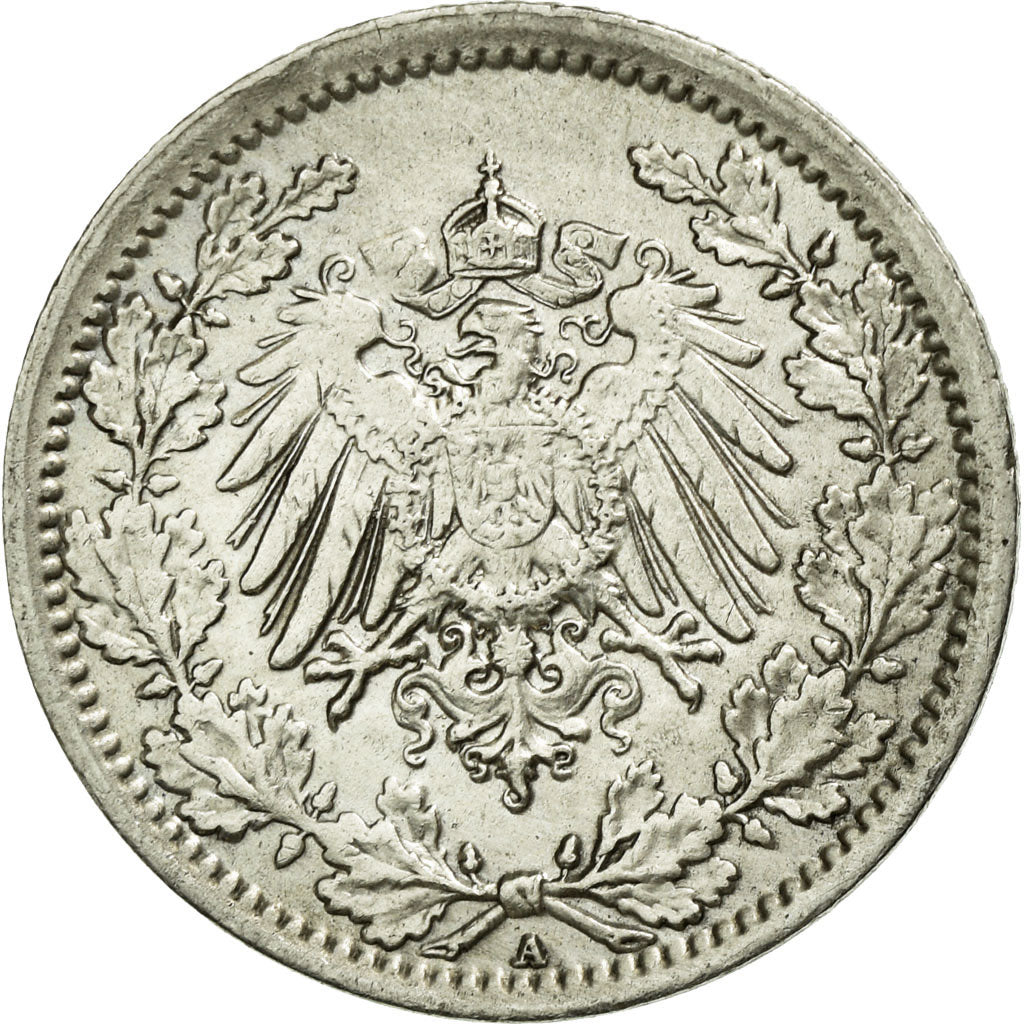 Coin, GERMANY - EMPIRE, 1/2 Mark, 1918, Berlin, AU(50-53), Silver, KM:17