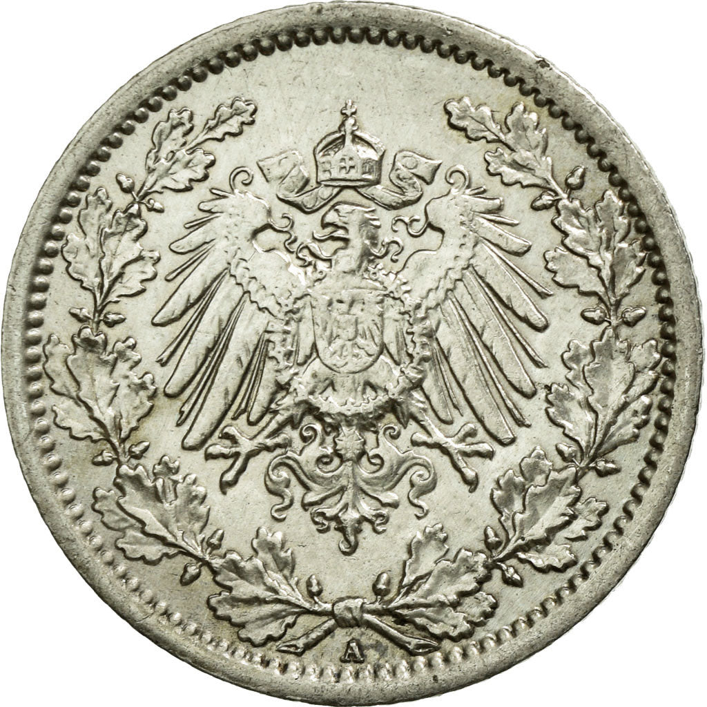 Coin, GERMANY - EMPIRE, 1/2 Mark, 1918, Berlin, AU(50-53), Silver, KM:17
