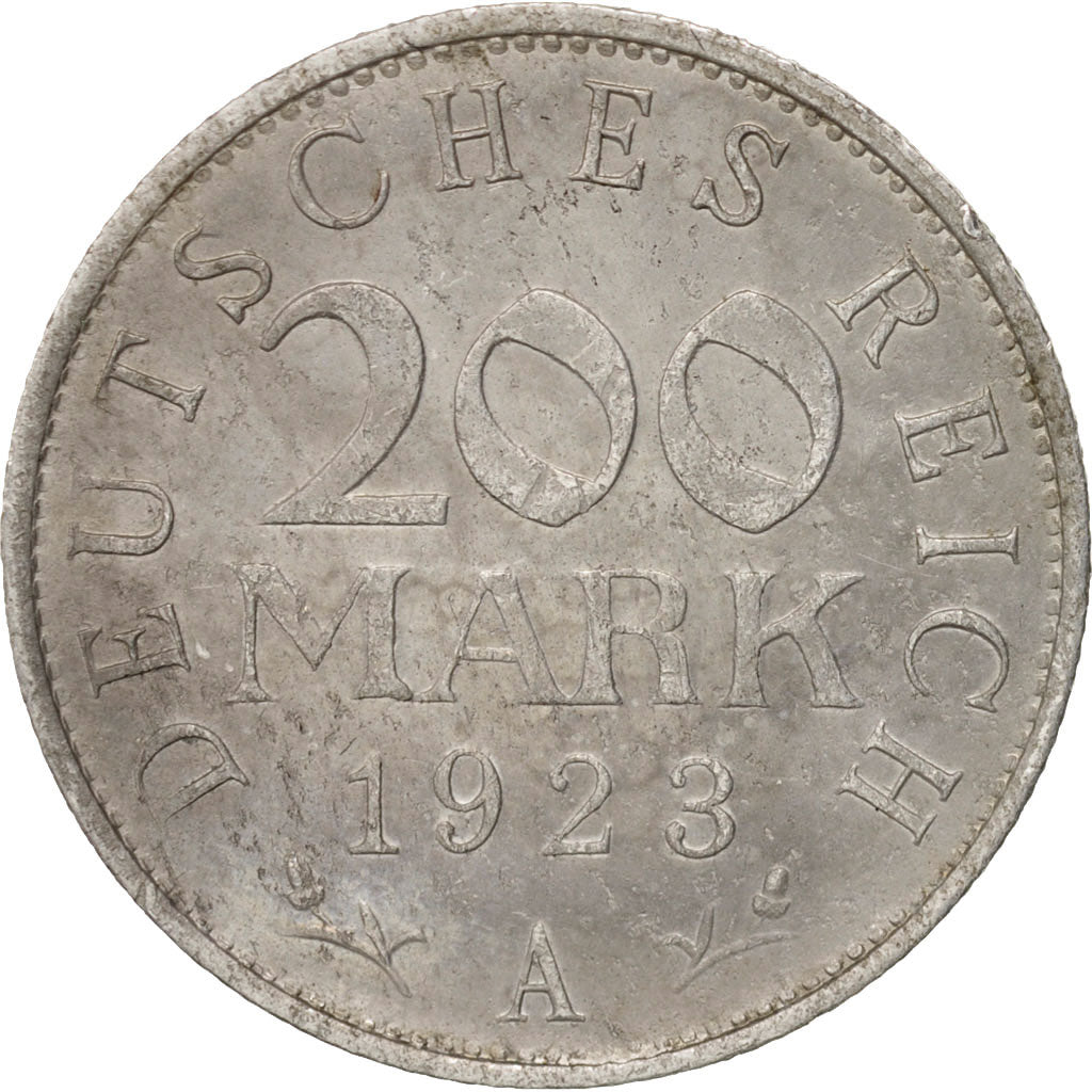 Coin, GERMANY, WEIMAR REPUBLIC, 200 Mark, 1923, Berlin, VF(30-35), Aluminum
