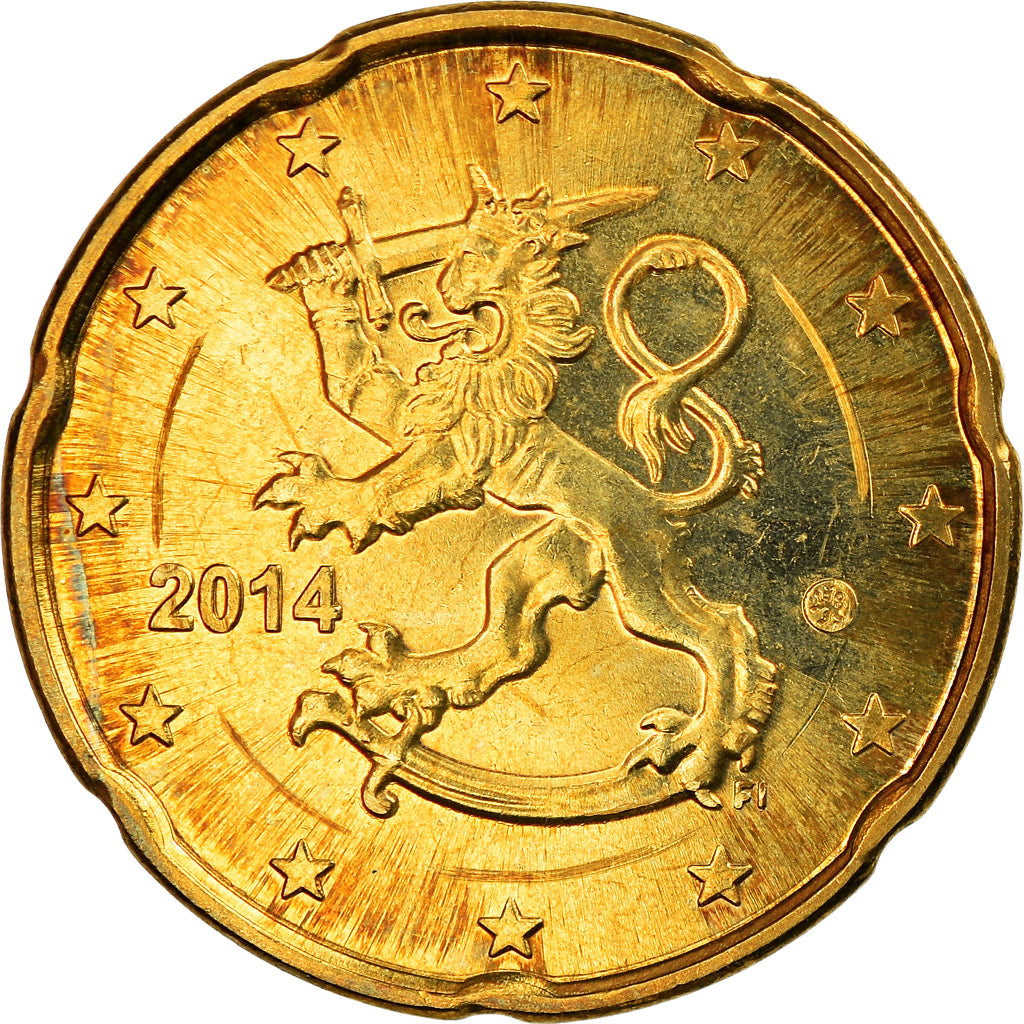 Finland, 20 Euro Cent, 2014, MS(63), Brass, KM:New