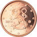 Finlandia, Euro Cent, 2014, EBC, Cobre chapado en acero, KM:New
