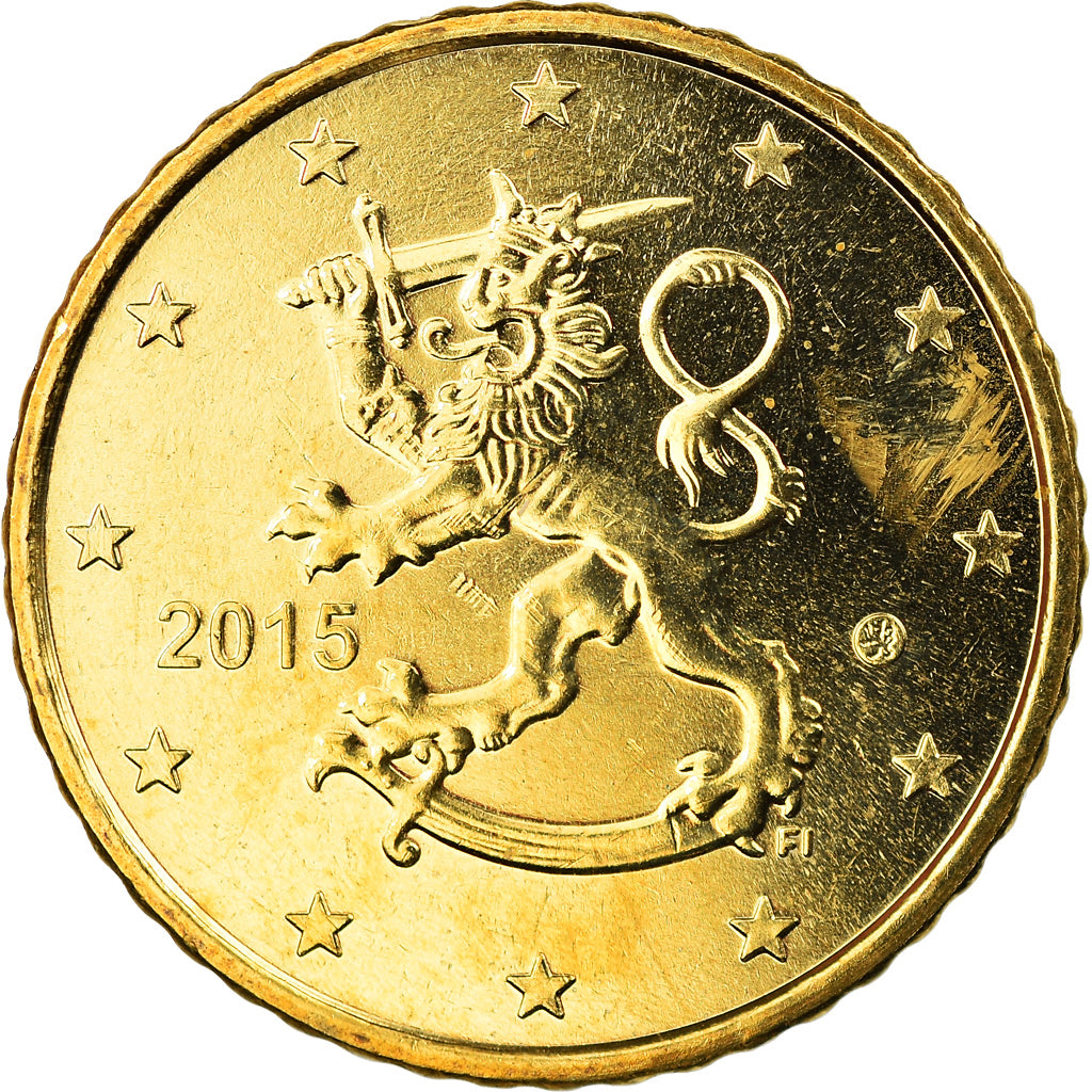 Finlandia, 50 Euro Cent, 2015, MS(63), Mosiądz, KM:New