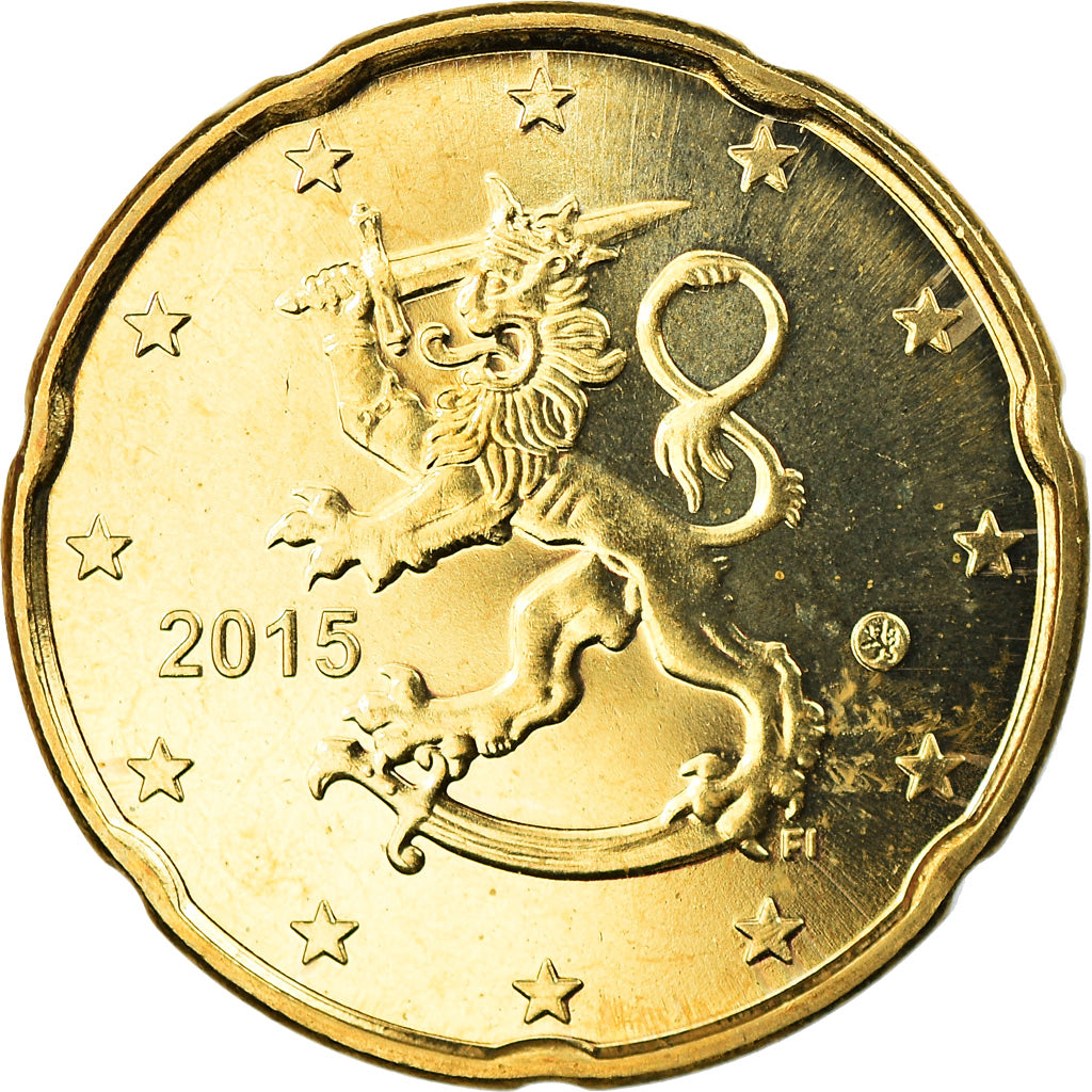 Finland, 20 Euro Cent, 2015, MS(63), Brass, KM:New
