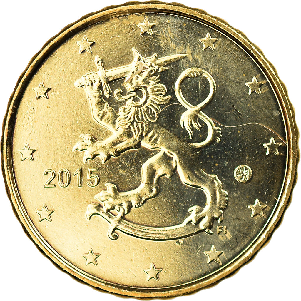 Finlandia, 10 Euro Cent, 2015, MS(63), Mosiądz, KM:New