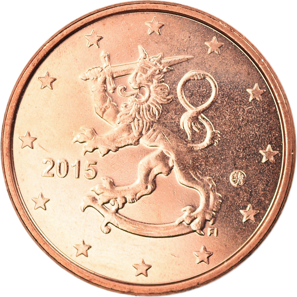 Finlandia, 5 Euro Cent, 2015, MS(63), Miedź platerowana stalą, KM:New