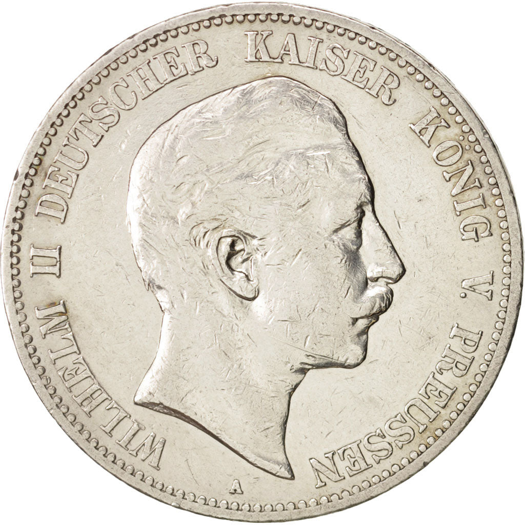 Deutsch Staaten, PRUSSIA, Wilhelm II, 5 Mark, 1907, Berlin, SS+, Silber, KM:523
