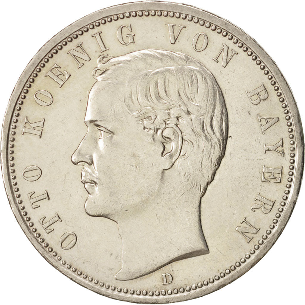 German States, BAVARIA, Otto, 5 Mark, 1913, Munich, AU(50-53), Silver, KM:915
