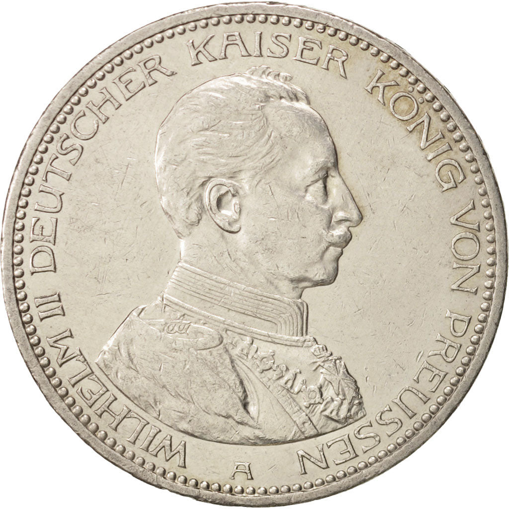 German States, PRUSSIA, Wilhelm II, 5 Mark, 1914, Berlin,AU(50-53),Silver,KM 536