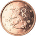 Finlandia, Euro Cent, 2017, SPL, Acciaio placcato rame, KM:New