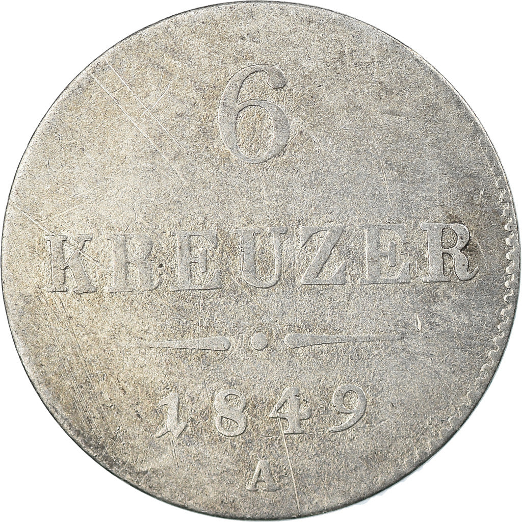 Coin, Austria, Franz Joseph I, 6 Kreuzer, 1849, VF(20-25), Silver, KM:2200