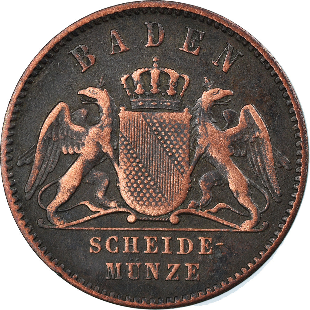Coin, German States, BADEN, Friedrich I, Kreuzer, 1864, VF(30-35), Copper