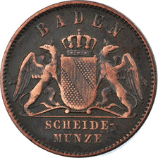Coin, German States, BADEN, Friedrich I, Kreuzer, 1864, VF(30-35), Copper