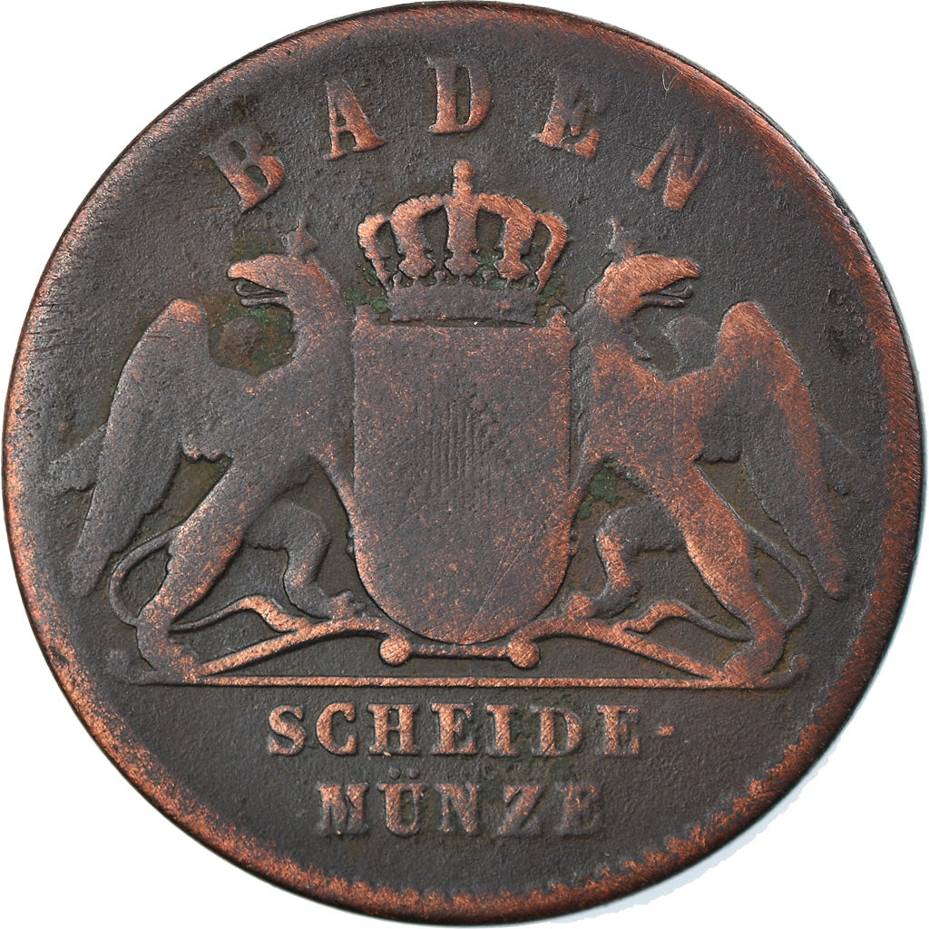 Coin, German States, BADEN, Friedrich I, Kreuzer, 1860, VF(30-35), Copper