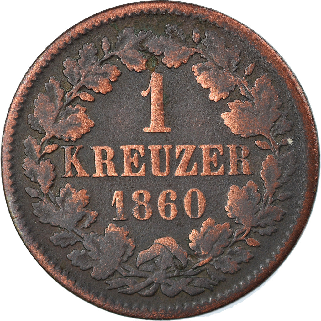Coin, German States, BADEN, Friedrich I, Kreuzer, 1860, VF(30-35), Copper