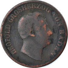 Coin, German States, BADEN, Leopold I, Kreuzer, 1851, VF(20-25), Copper