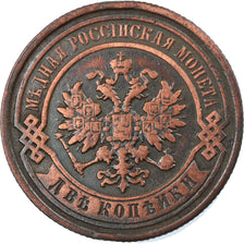 Moneda, Rusia, Nicholas II, 2 Kopeks, 1890, St. Petersburg, MBC, Cobre, KM:10.2