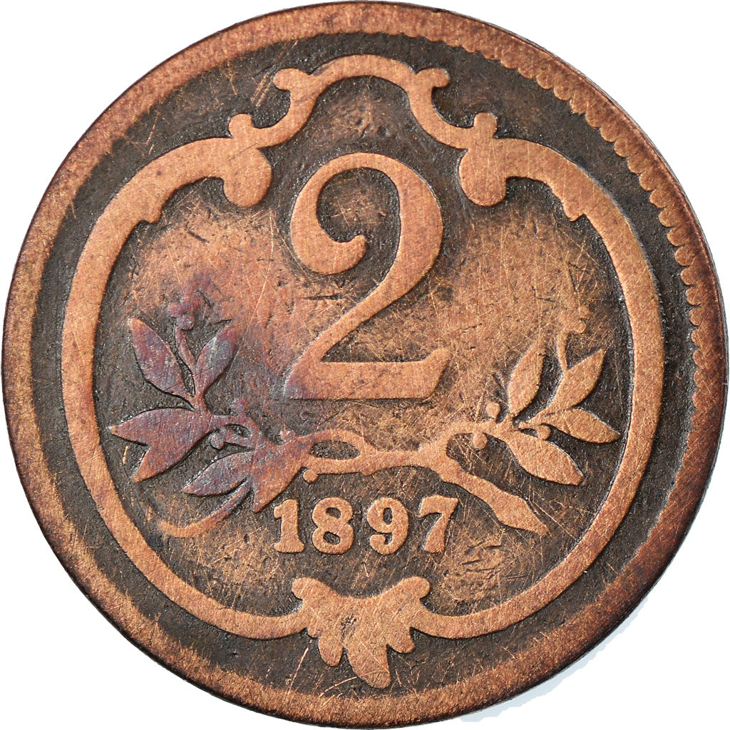 Coin, Austria, Franz Joseph I, 2 Heller, 1897, VF(20-25), Bronze, KM:2801