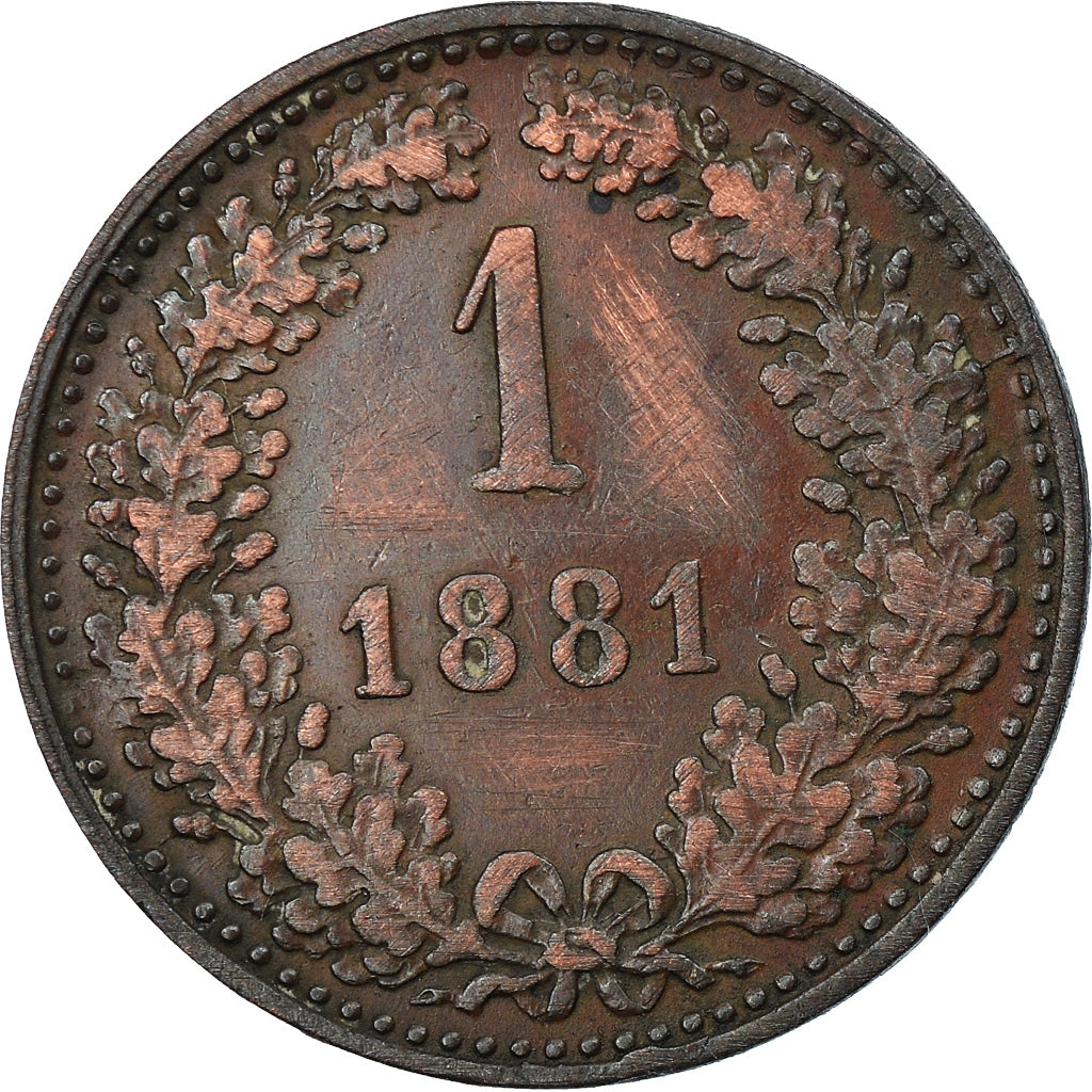 Coin, Austria, Franz Joseph I, Kreuzer, 1881, EF(40-45), Copper, KM:2186
