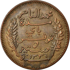 Coin, Tunisia, Muhammad al-Nasir Bey, 5 Centimes, 1917, Paris, AU(50-53)