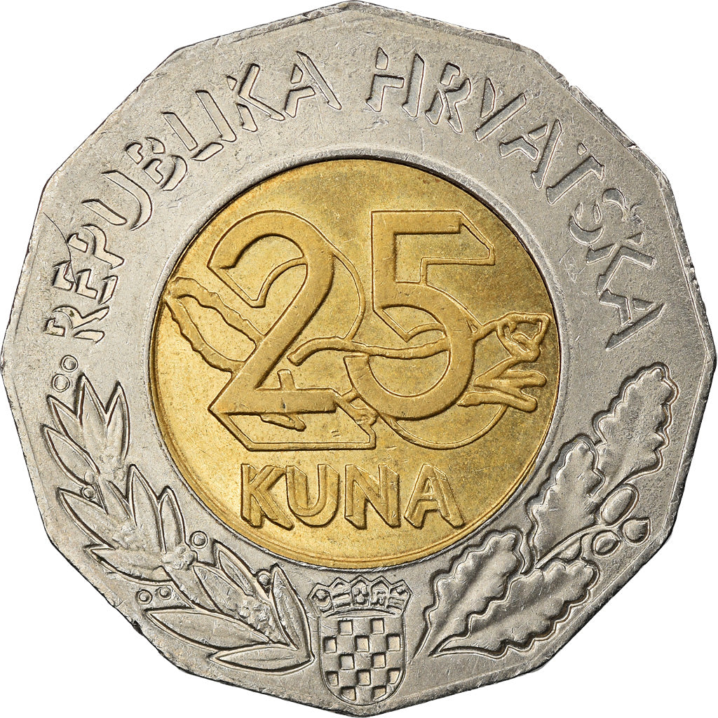 Coin, Croatia, 25 Kuna, 1997, EF(40-45), Bi-Metallic, KM:49
