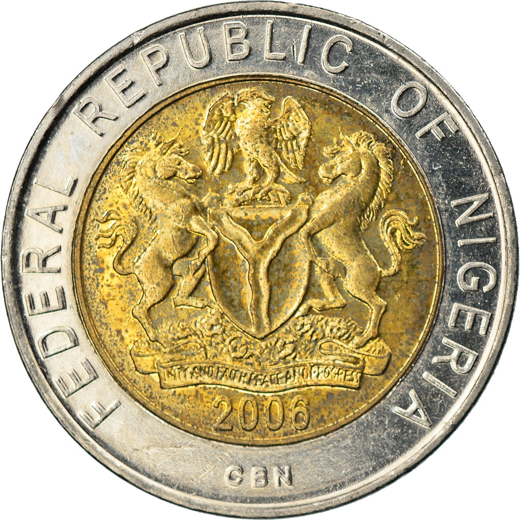 Coin, Nigeria, Naira, 2006, EF(40-45), Bi-Metallic, KM:18