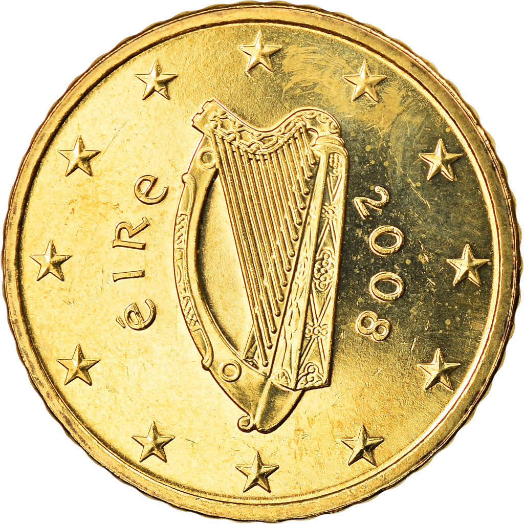 IRELAND REPUBLIC, 50 Euro Cent, 2008, MS(63), Brass, KM:49