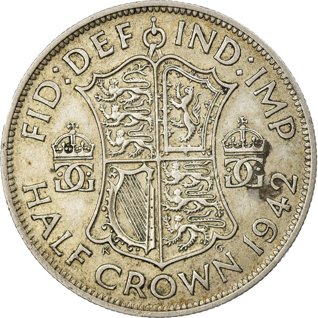 Coin, Great Britain, George VI, 1/2 Crown, 1942, EF(40-45), Silver, KM:856