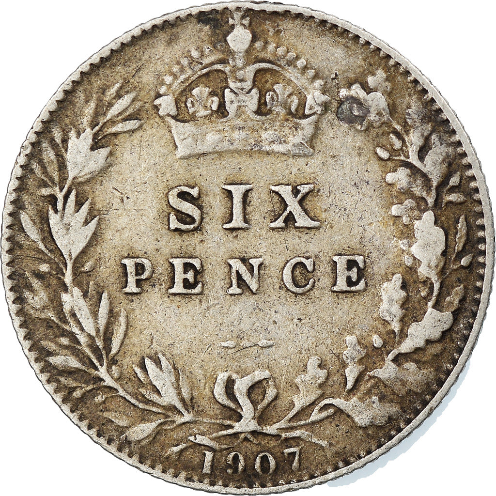 Coin, Great Britain, Edward VII, 6 Pence, 1907, VF(20-25), Silver, KM:799