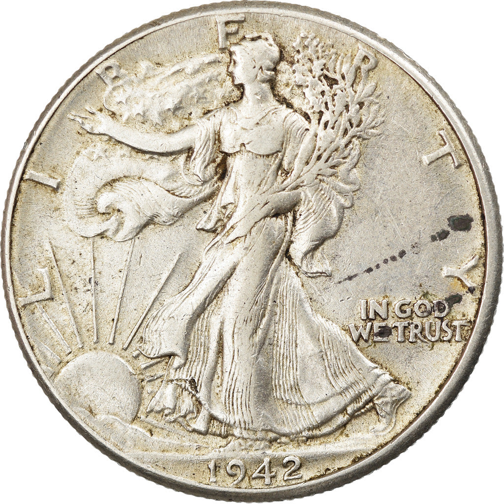 Coin, United States, Walking Liberty Half Dollar, Half Dollar, 1942, U.S. Mint