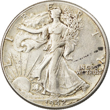 Coin, United States, Walking Liberty Half Dollar, Half Dollar, 1942, U.S. Mint