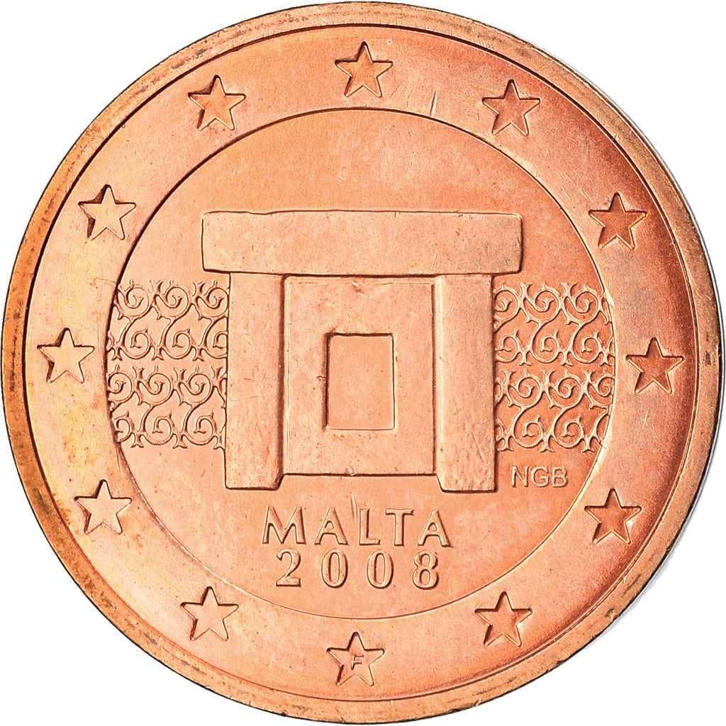 Malta, 2 Euro Cent, 2008, Paris, SS+, Copper Plated Steel, KM:126
