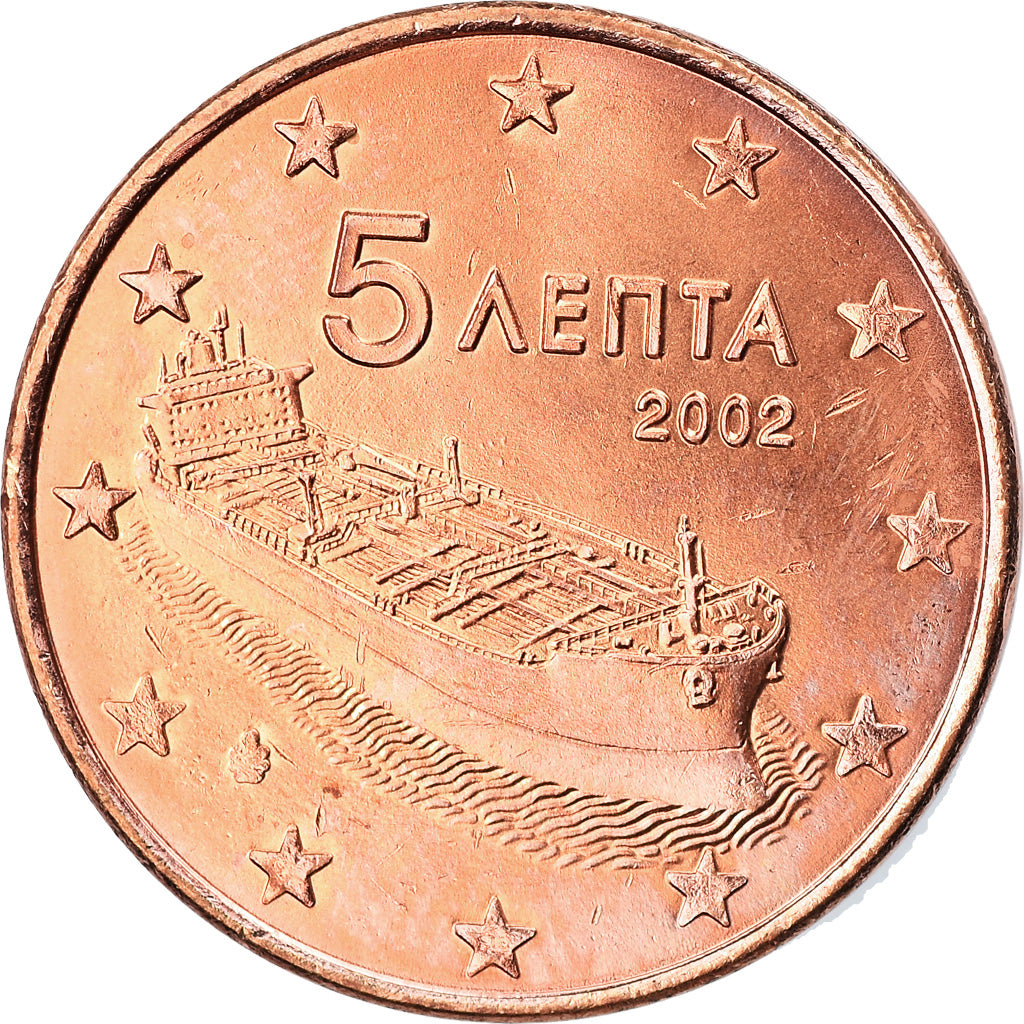 Greece, 5 Euro Cent, 2002, Athens, AU(50-53), Copper Plated Steel, KM:183