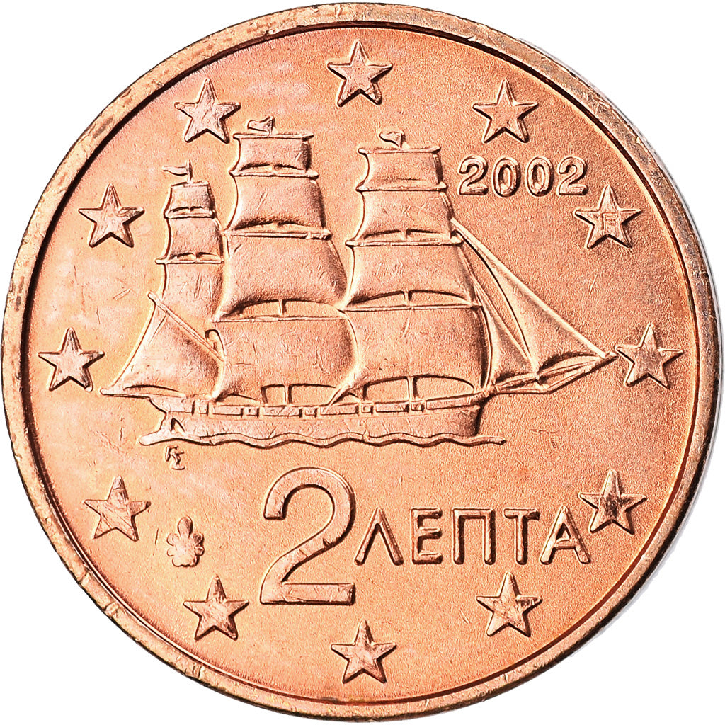 Greece, 2 Euro Cent, 2002, Athens, AU(50-53), Copper Plated Steel, KM:182