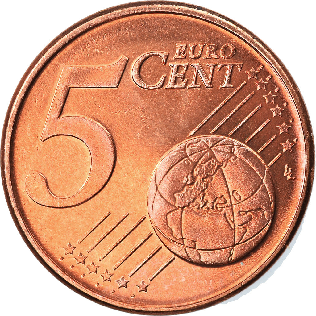 Grecia, 5 Euro Cent, 2004, Athens, MBC+, Cobre chapado en acero, KM:183