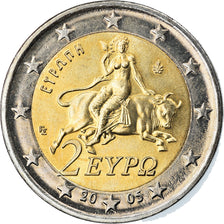 Grécia, 2 Euro, 2005, Athens, MS(63), Bimetálico, KM:188